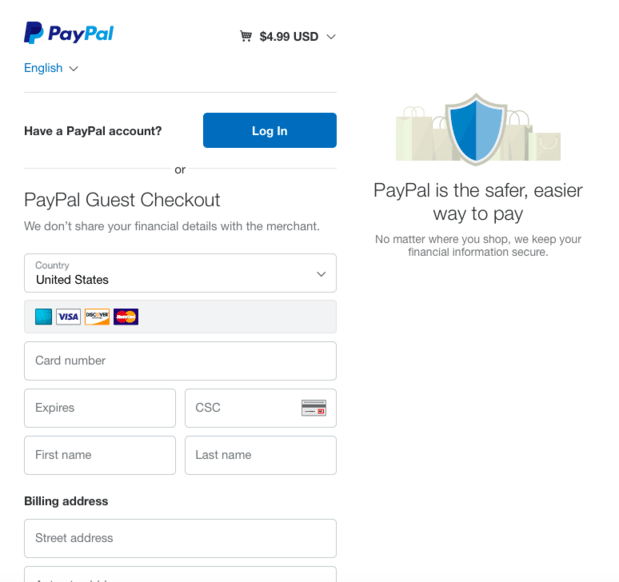 Paypal checkout