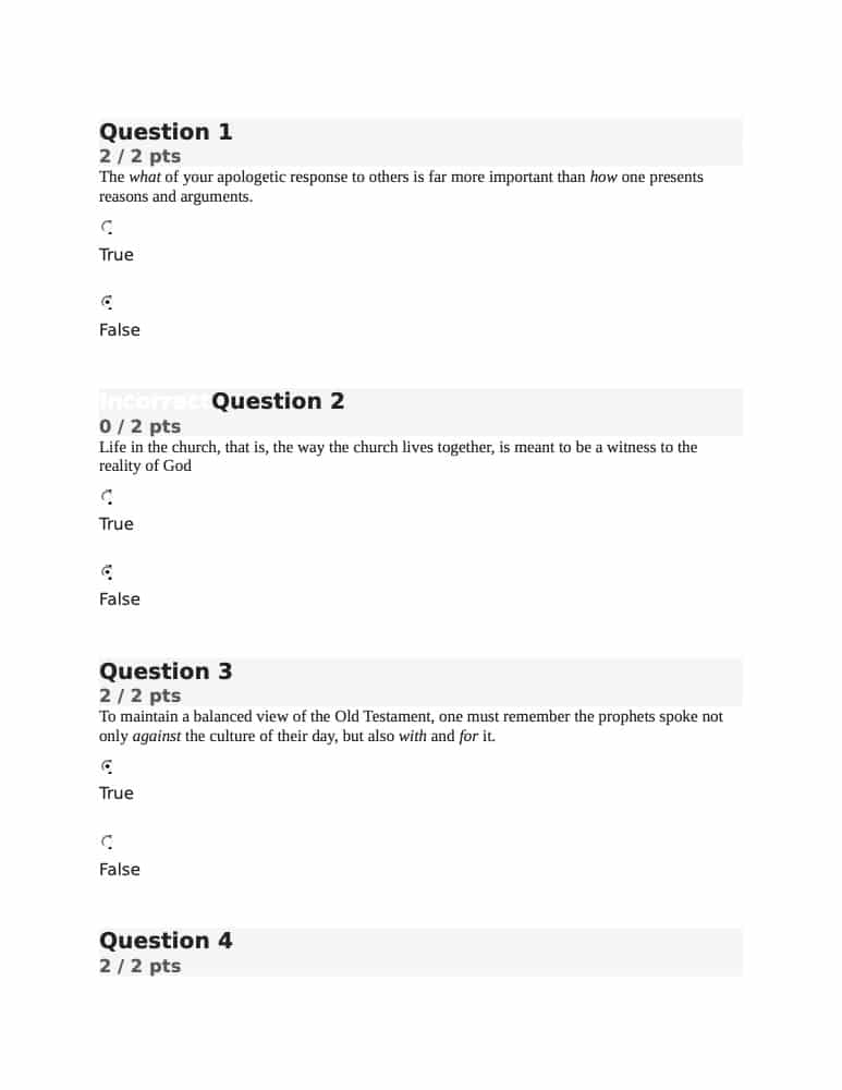 APOL 220 Quiz 1 Liberty University