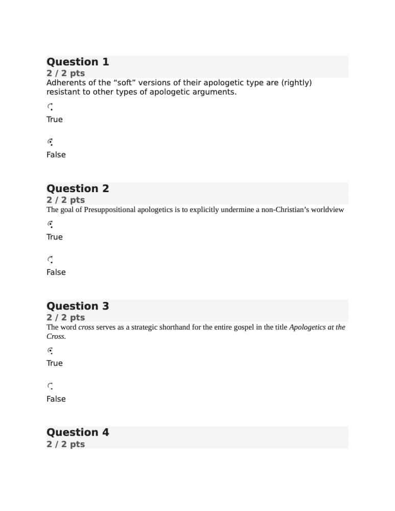 APOL 220 Quiz 3 Liberty University