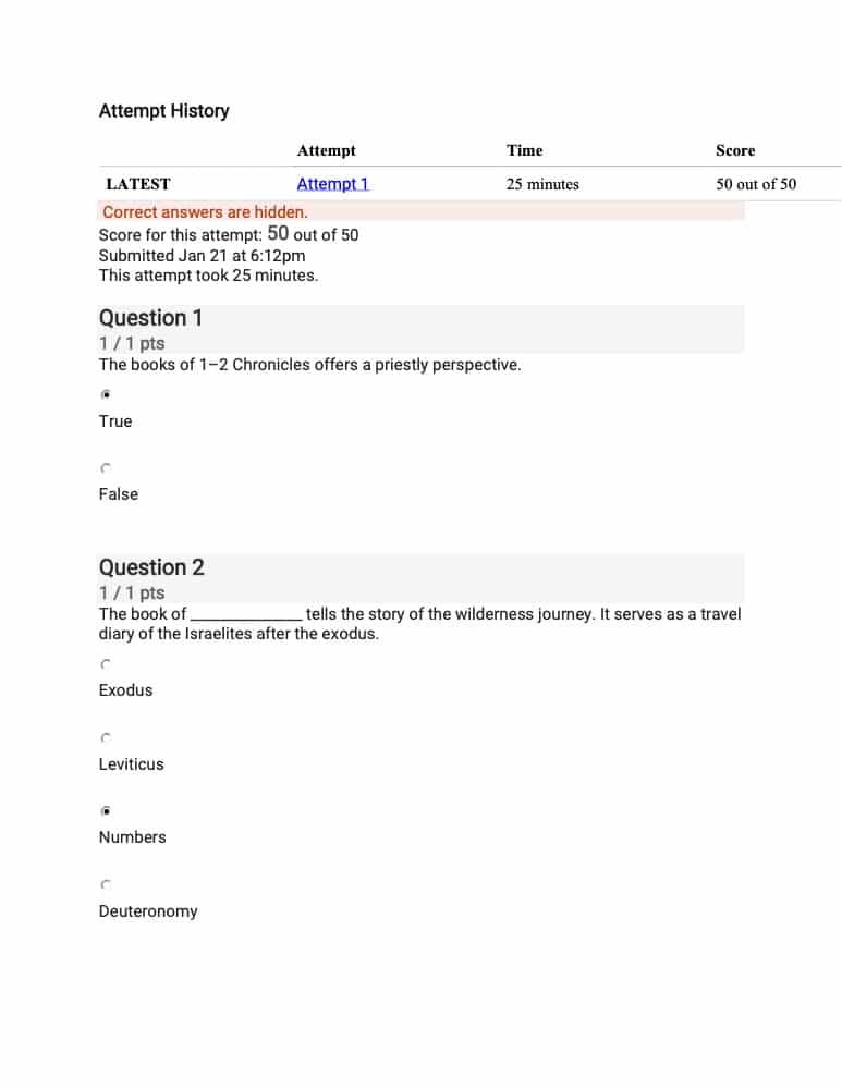 BIBL 104 Quiz 1 Liberty University