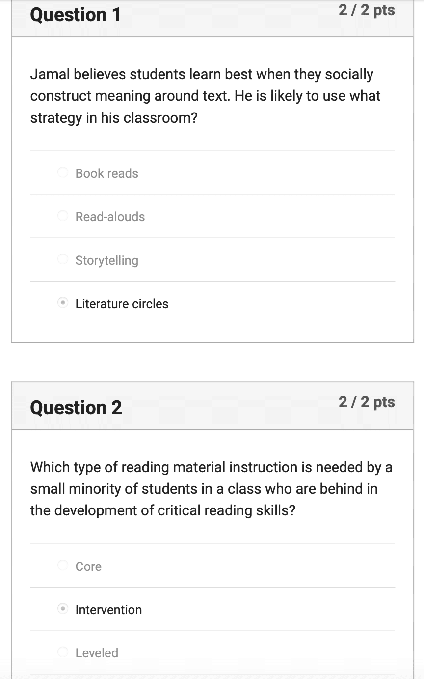 EDUC 318 Quiz Comprehension and Reading