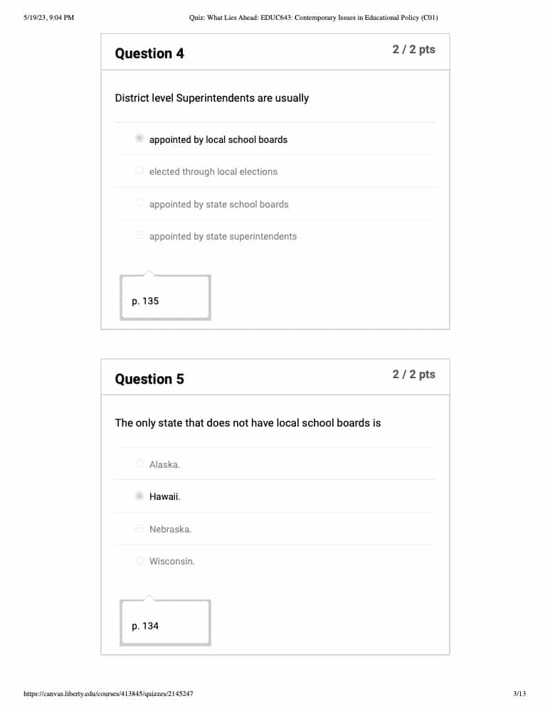 EDUC 643 Quiz What Lies Ahead Liberty