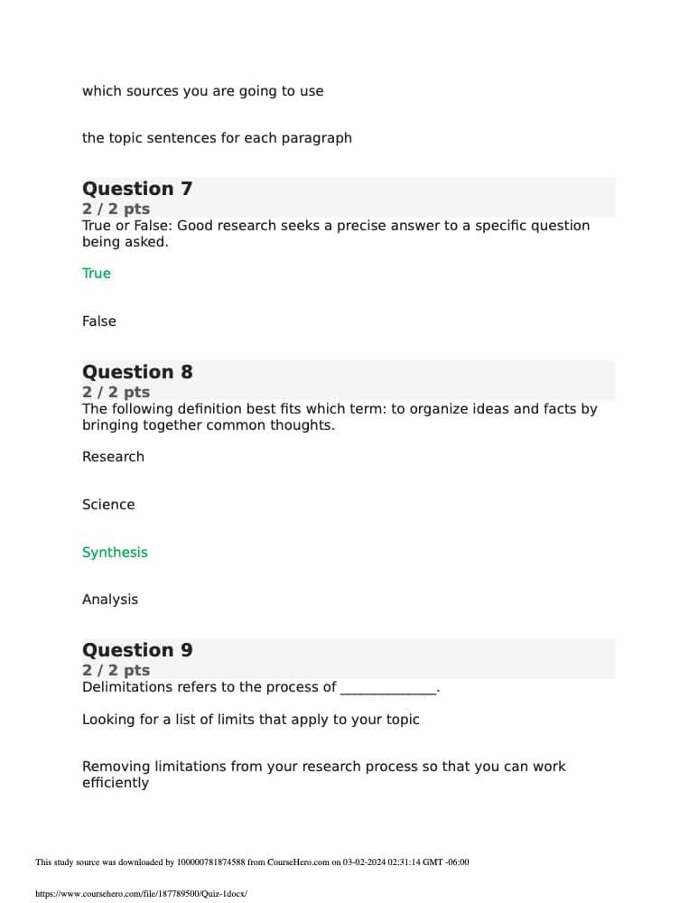 RLGN 301 Quiz 1 2024-3